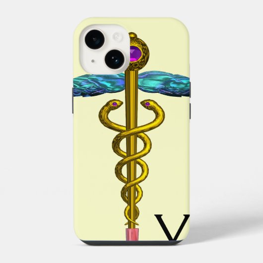 GOUDEN CADUCEUS MONOGRAM,Wit iPhone Hoesje (Achterkant)