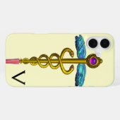 GOUDEN CADUCEUS MONOGRAM, Wit iPhone Hoesje (Achterkant horizontaal)