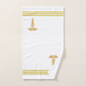 Gouden Caduceus & Strepen op Wit Bad Handdoek (Handdoek)