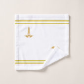 Gouden Caduceus & Strepen op Wit Bad Handdoek (Wasdoekje)