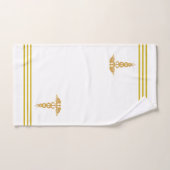 Gouden Caduceus & Strepen op Wit Bad Handdoek (Handdoek)