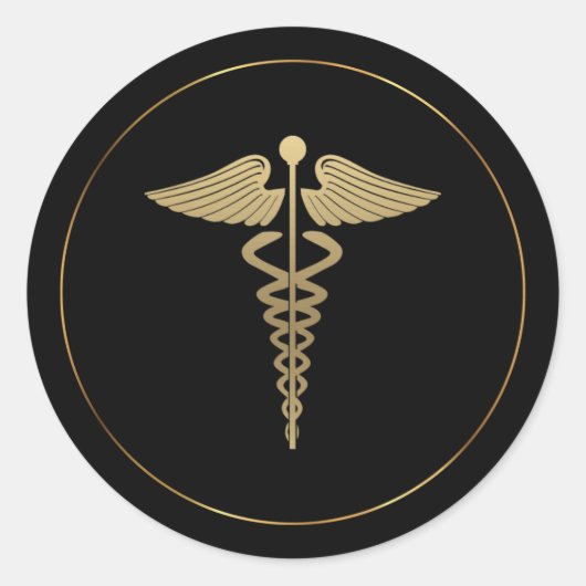 Gouden Caduceus Symbool Sticker (Voorkant)