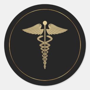 Gouden Caduceus Symbool Sticker