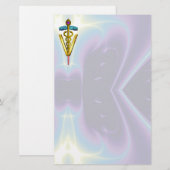 GOUDEN CADUCEUS VETERINAIR SYMBOOL / BLAUWGROEN PA BRIEFPAPIER (Voorkant / Achterkant)