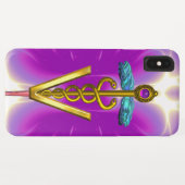 GOUDEN CADUCEUS VETERINAIR SYMBOOL / Roze Fuchsia Case-Mate iPhone Case (Achterkant (horizontaal))
