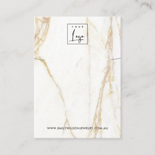 GOUDEN CALACATTA MARMER KETTINGEN ARMBAND DISPLAY VISITEKAARTJE (Voorkant)