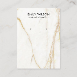GOUDEN CALACATTA MARMER TEXTUUR STUD OORBEL DISPLA VISITEKAARTJE