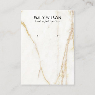 GOUDEN CALACATTA MARMER TEXTUUR STUD OORBEL DISPLA VISITEKAARTJE