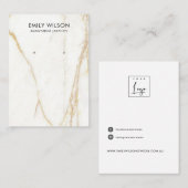 GOUDEN CALACATTA MARMER TEXTUUR STUD OORBEL DISPLA VISITEKAARTJE (Voorkant / Achterkant)