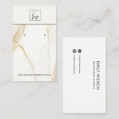 GOUDEN CALACATTA MARMEREN STUD OORBEL DISPLAY KAAR VISITEKAARTJE (Voorkant / Achterkant)