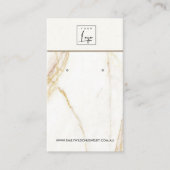 GOUDEN CALACATTA MARMEREN STUD OORBEL DISPLAY KAAR VISITEKAARTJE (Voorkant)