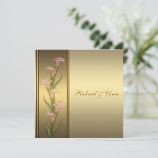 Gouden Calla Lelie 50e Gouden Jubileum Kaart (Staand voorkant)