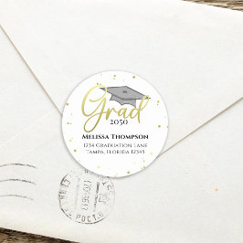 Gouden Calligrafie Afstudeeradres Retouradres Ronde Sticker