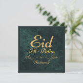 Gouden Calligrafie Eid Al-Adha Mubarak 2025 Feestdagenkaart (Staand voorkant)