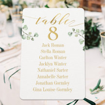 Gouden Calligrafie Groene Tafel Stoelkaart