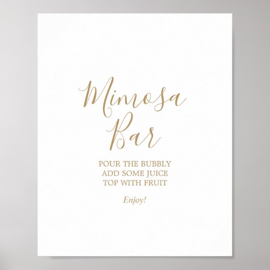 Gouden Calligraphy Mimosa Bar Trouw Teken Poster (Voorkant)