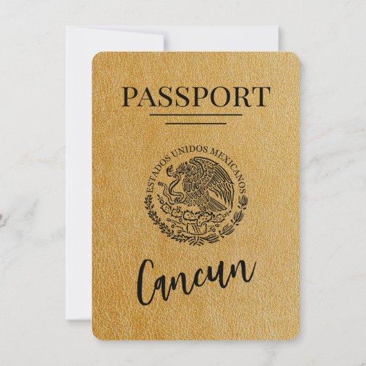 Gouden Cancun paspoort Bewaar de datum Save The Date (Achterkant)