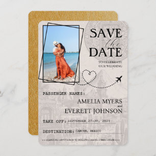 Gouden Cancun paspoort Bewaar de datum Save The Date