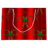 Gouden Candy Canes Rode Kerstmis Groot Cadeauzakje (Voorkant)