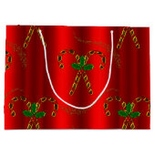 Gouden Candy Canes Rode Kerstmis Groot Cadeauzakje (Achterkant)