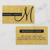 Gouden canvas Elegant Monogram Visitekaartje (Voorkant / Achterkant)