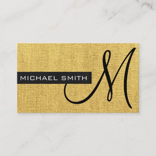 Gouden canvas Elegant Monogram Visitekaartje (Voorkant)
