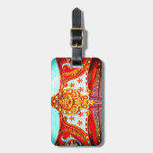 Gouden Carrousel Gezicht  Retro Carnaval Foto Bagagelabel (Voorkant verticaal)