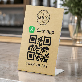 Gouden Cash App Scan om te betalen Tafelblad Displ Reclamebord Met Voetstuk