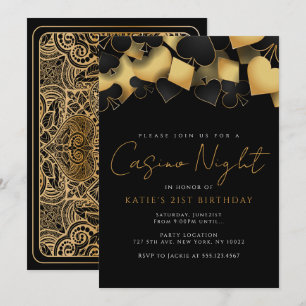 Gouden Casino Nacht Feest Uitnodigingen