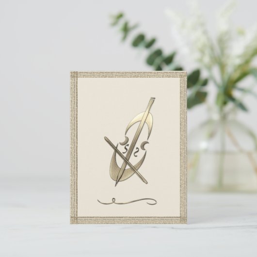Gouden Cello Musicus Briefkaart (Staand voorkant)