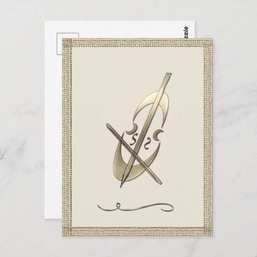 Gouden Cello Musicus Briefkaart (Voorkant / Achterkant)