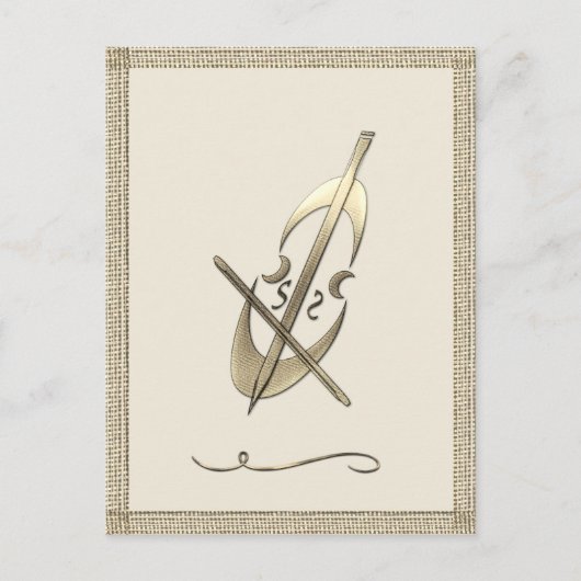 Gouden Cello Musicus Briefkaart (Voorkant)