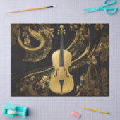 Gouden cello op zwart tissuepapier (Craft)