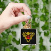 GOUDEN CELTISCHE HART SIERADEN MET ROBIJN EDELGEST SLEUTELHANGER (Hand)