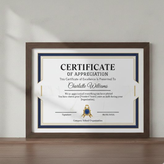 Gouden Certificaat Poster voor Erkenning van Prest