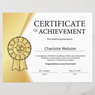 Gouden Certificaat van Prestatie PDF