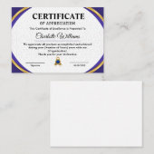 Gouden Certificaat voor Erkenning van Werknemers (Voorkant / Achterkant)