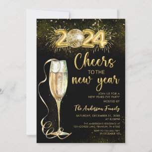 Gouden Champage juicht Nieuwjaar Eve Party 2024 Kaart