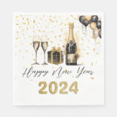 Gouden Champage New Years Eve Party Papier Servet (Voorkant)