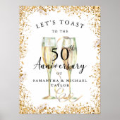 Gouden Champagne 50e bruiloft Jubileum Welkom Poster (Voorkant)