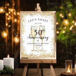 Gouden Champagne 50e bruiloft Jubileum Welkom Poster