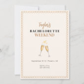 Gouden Champagne Bachelorette Weekend Uitnodiging (Voorkant)