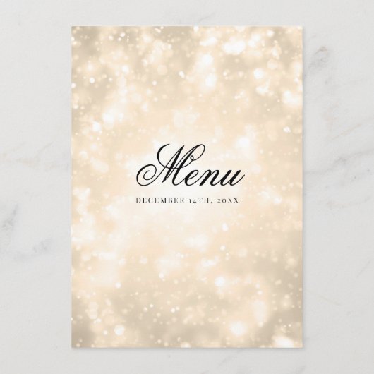 Gouden Champagne Bokeh Elegant Bruiloft Menu (Achterkant)