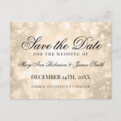 Gouden Champagne Bokeh Elegant Save The Date Aankondigingskaart (Voorkant)