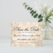 Gouden Champagne Bokeh Elegant Save The Date Aankondigingskaart (Staand voorkant)