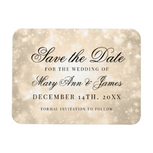 Gouden Champagne Bokeh Elegant Save The Date Magneet