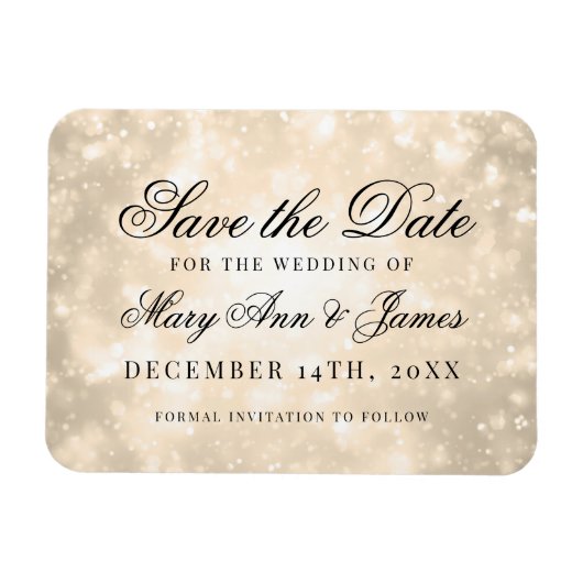 Gouden Champagne Bokeh Elegant Save The Date Magneet (Horizontaal)