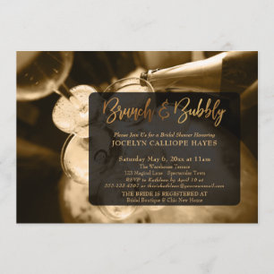Gouden Champagne Brunch & Borrelende Handgeschreve Kaart