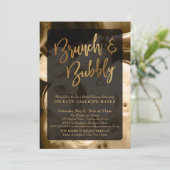 Gouden Champagne Brunch & Borrelende Handlettering Kaart (Staand voorkant)