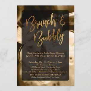 Gouden Champagne Brunch & Borrelende Handlettering Kaart